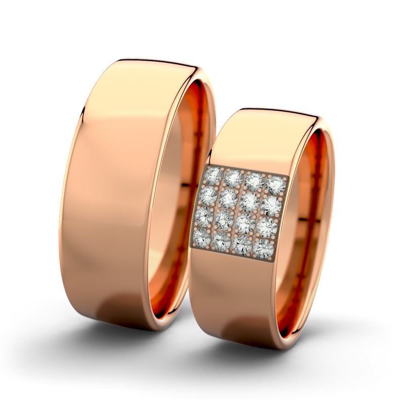 Diamantring Bella F7 P4, Rotgold 585 poliert, von vorn