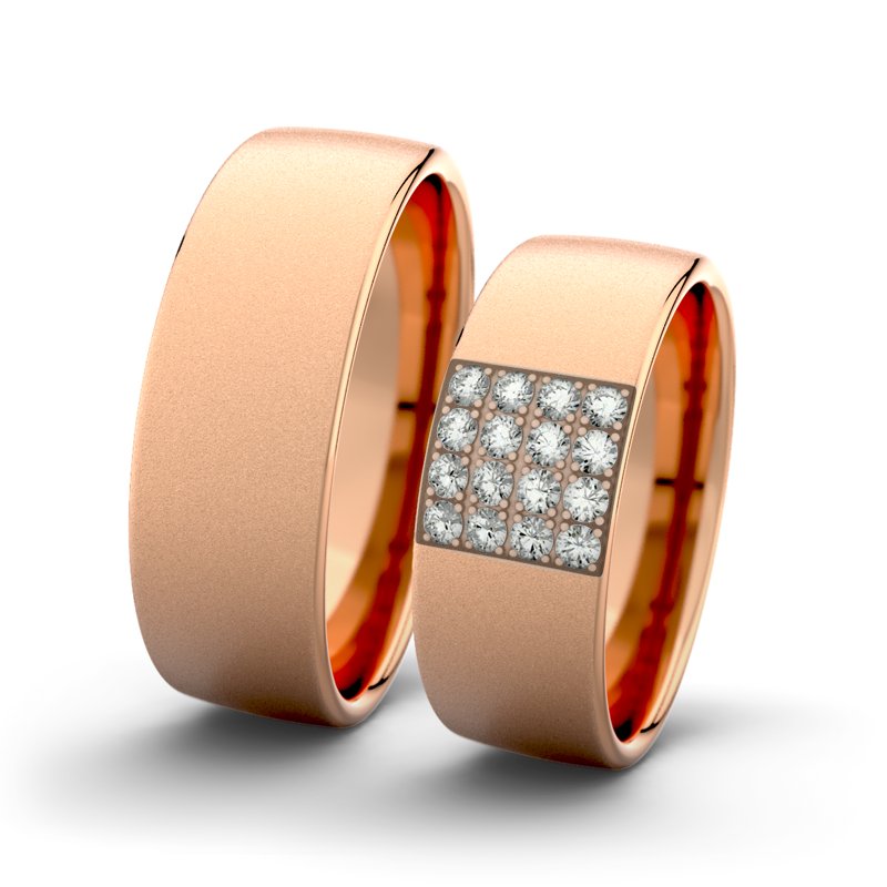 Diamantring Bella F7 P4, Rotgold 585 Sandmattfein, von vorn