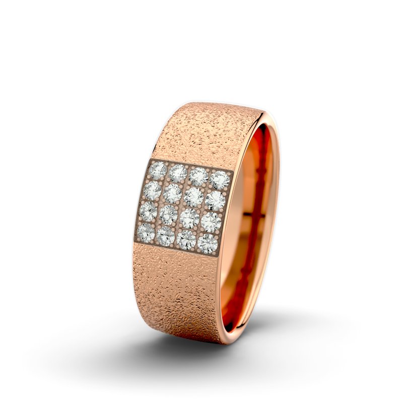 Diamantring Bella F7 P4, Rotgold 750 Sandmattgrob, von vorn