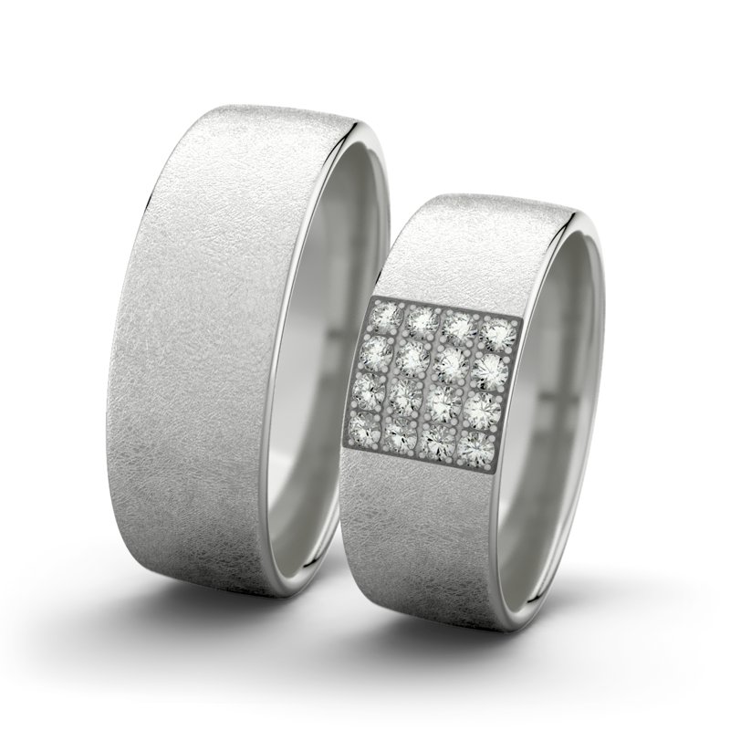 Diamantring Bella F7 P4, Sterlingsilber 925 eismatt, von vorn
