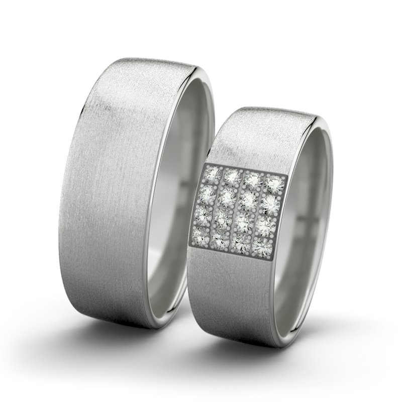 Diamantring Bella F7 P4, Sterlingsilber 925 längsmatt, von vorn