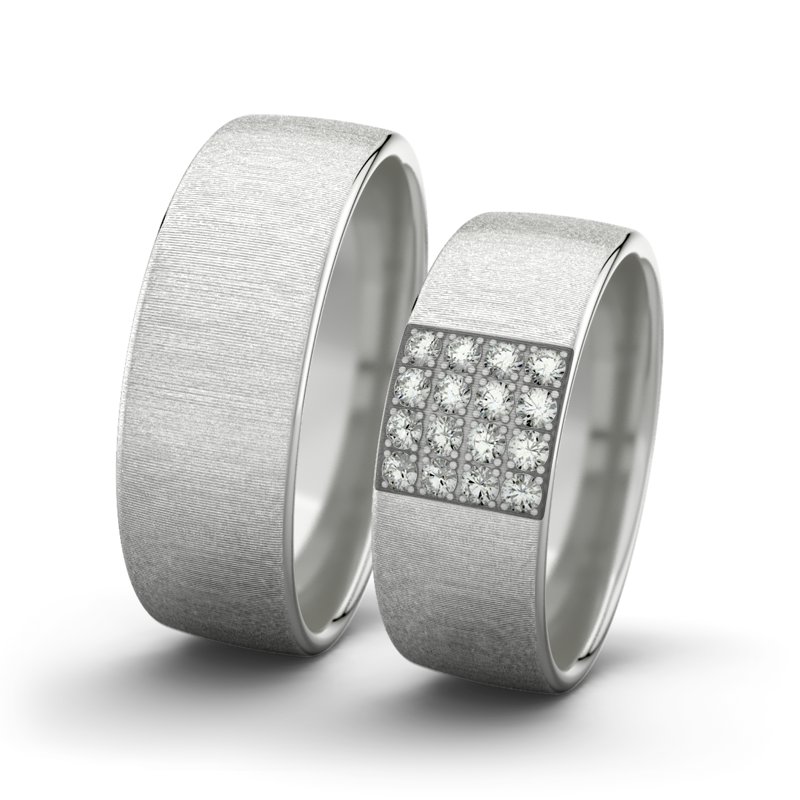 Diamantring Bella F7 P4, Sterlingsilber 925 quermatt, von vorn