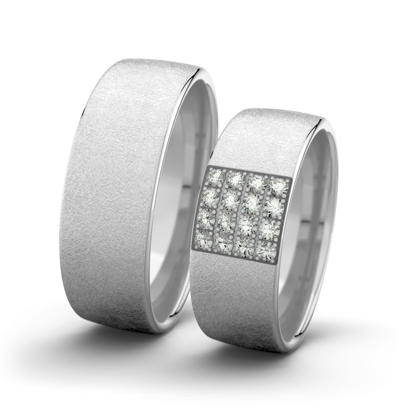 Diamantring Bella F7 P4, Weißgold 585 eismatt, von vorn
