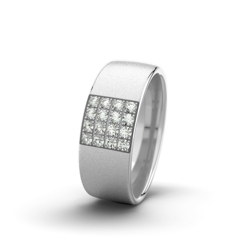 Diamantring Bella F7 P4, Weißgold 375 Sandmattfein, von vorn