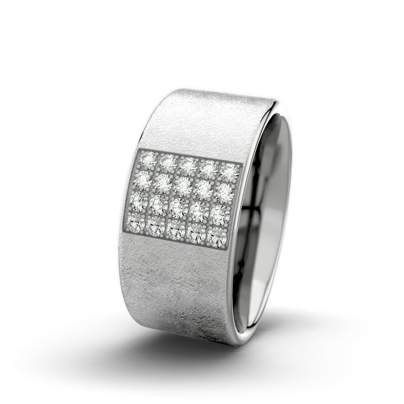 Diamantring Bella F9 P1, Palladium 585 eismatt, von vorn