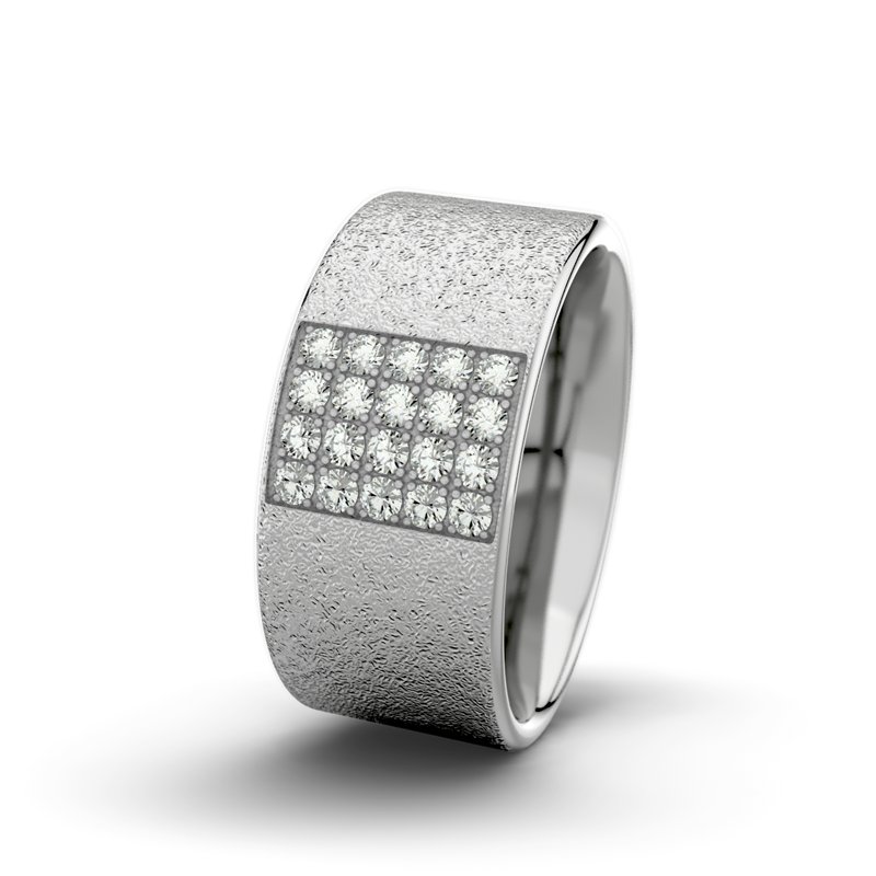 Diamantring Bella F9 P1, Platinum 950 Sandmattgrob, von vorn