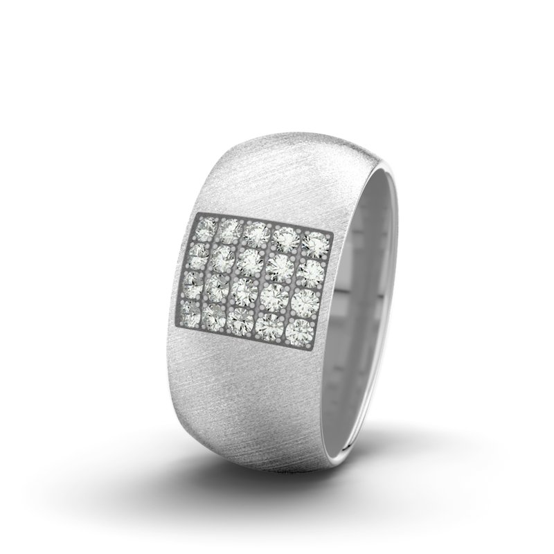 Diamantring Bella F9 P5, Weißgold 750 Schrägmatt, von vorn