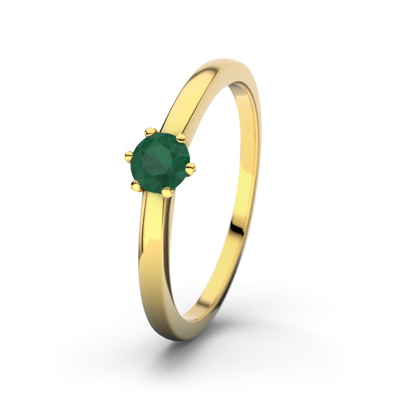 Smaragd Gelbgoldring Bilbao, Gelbgold 585, von vorn
