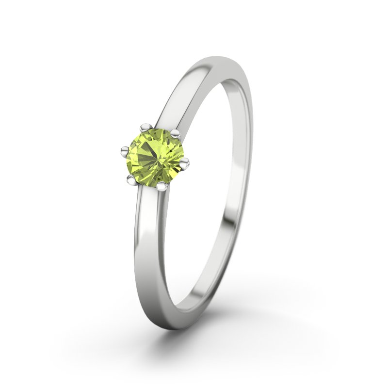 Peridot Weißgoldring Bilbao, Weißgold 750, von vorn