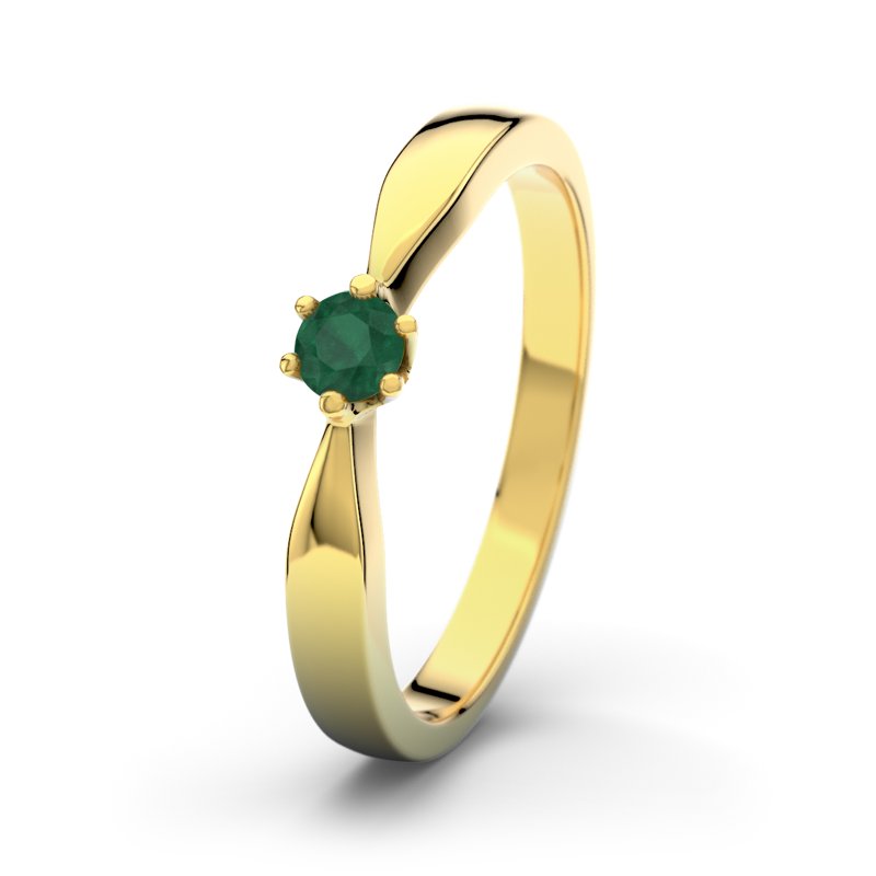 Smaragd Gelbgoldring Birgit, Gelbgold 585, von vorn