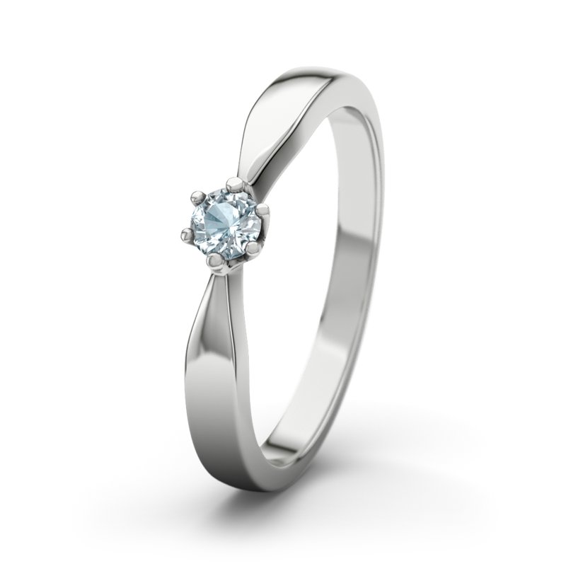 Aquamarin Platinumring Birgit, Platinum 950, von vorn