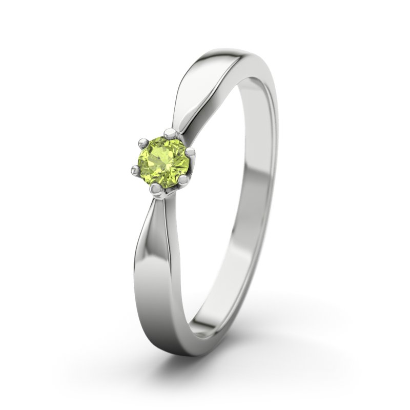 Peridot Platinumring Birgit, Platinum 950, von vorn