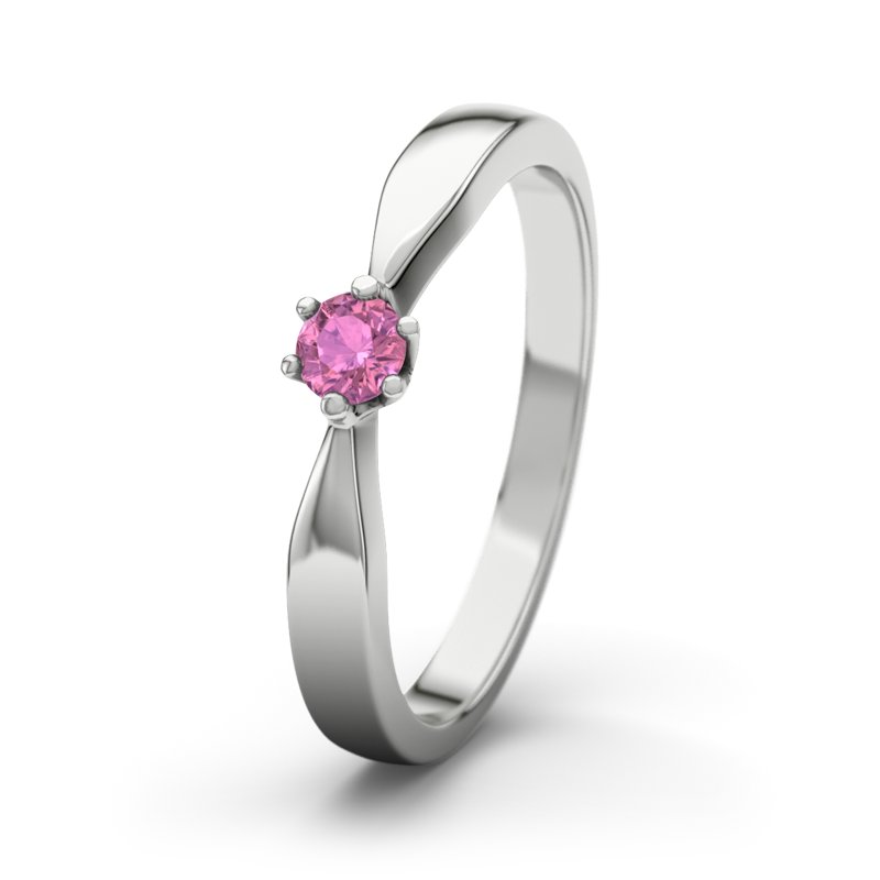 Pinker Turmalin Platinumring Birgit, Platinum 950, von vorn