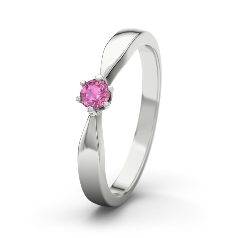 Pinker Turmalin Sterlingsilberring Birgit, Sterlingsilber 925, von vorn