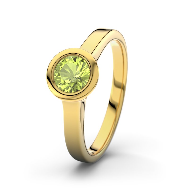 Peridot Gelbgoldring Bogotá, Gelbgold 375, von vorn