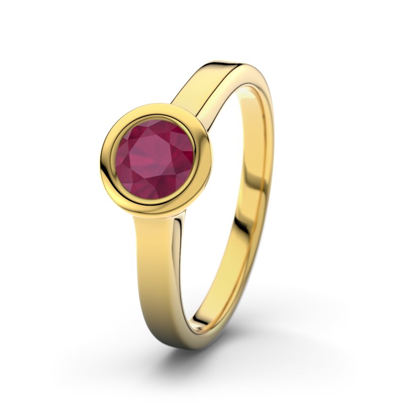 Rubin Gelbgoldring Bogotá, Gelbgold 375, von vorn