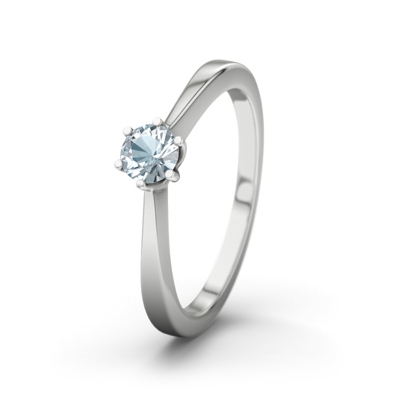 Aquamarin Sterlingsilberring Bologna, Sterlingsilber 925, von vorn