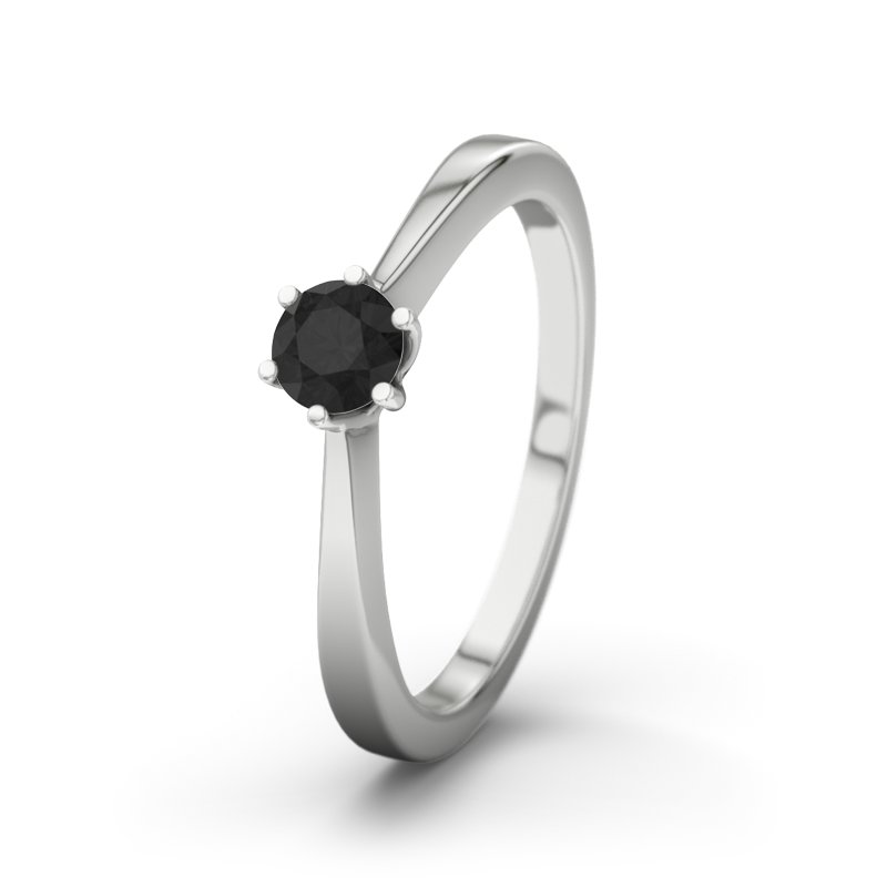Diamant Schwarz Weißgoldring Bologna, Weißgold 585, von vorn