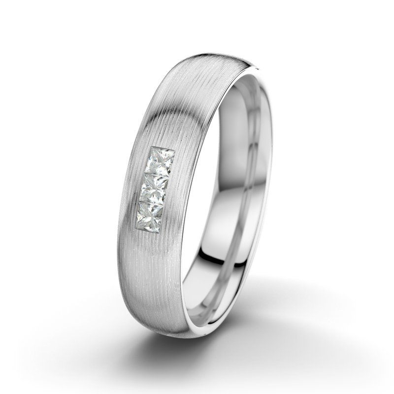 Diamantring Caesar M5, Weißgold 750 längsmatt, von vorn