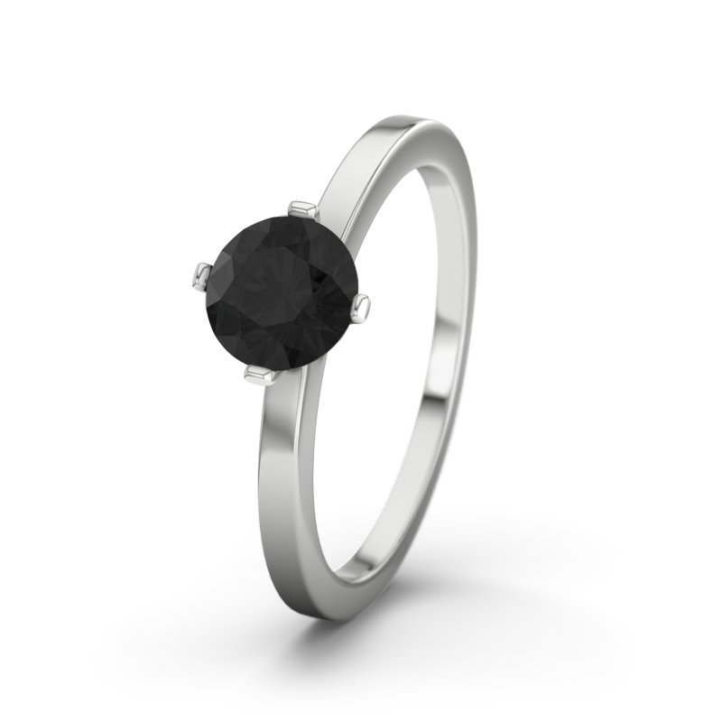 Diamant Schwarz Weißgoldring California, Weißgold 375, von vorn