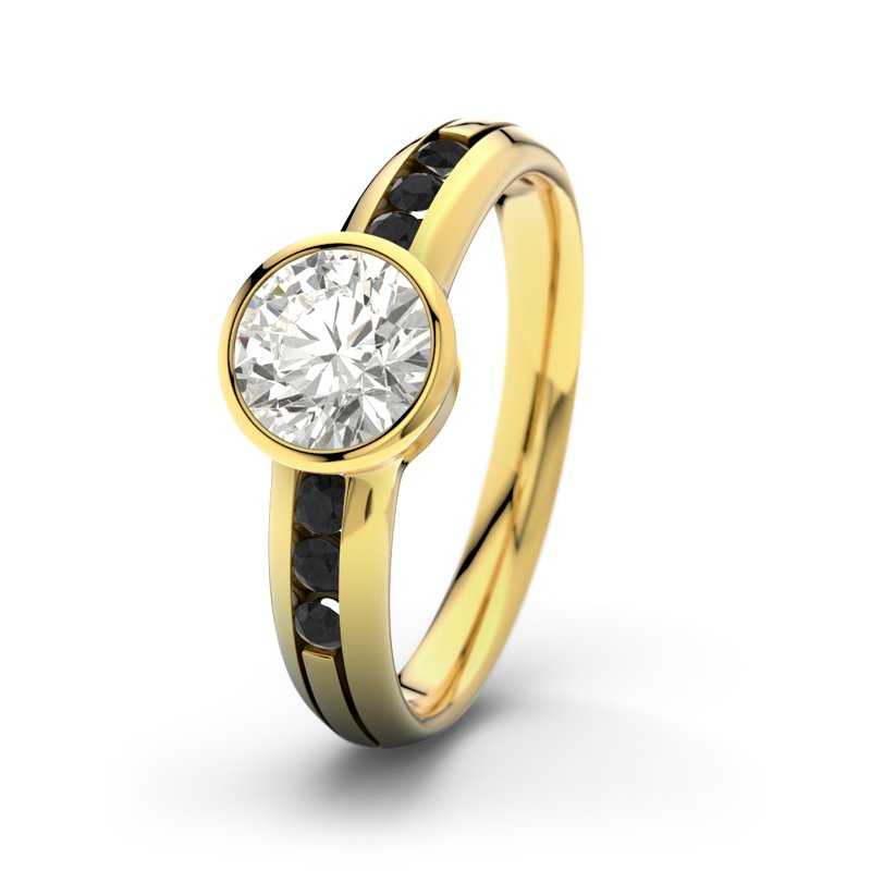 Diamantring Caroline, Gelbgold 375, von vorn