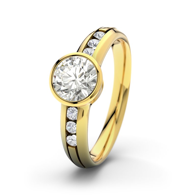 Diamantring Caroline, Gelbgold 375, von vorn
