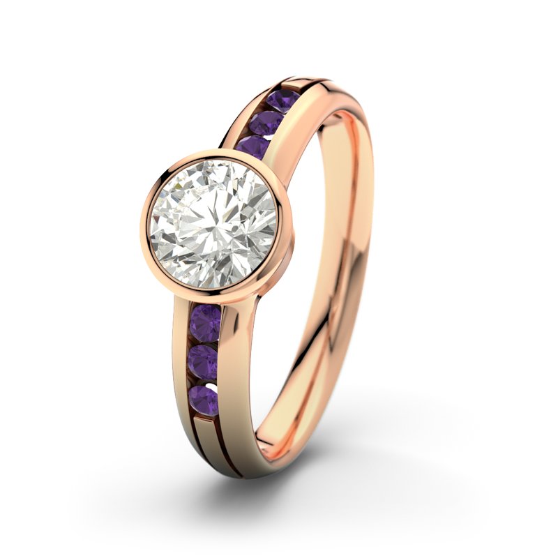 Diamantring Caroline, Rotgold 750, von vorn