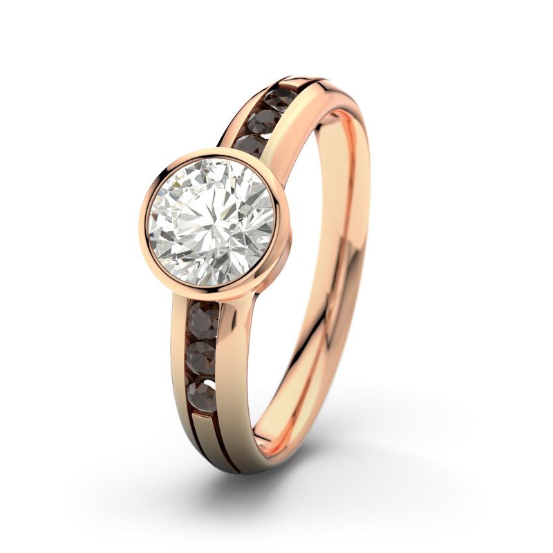 Diamantring Caroline, Rotgold 750, von vorn