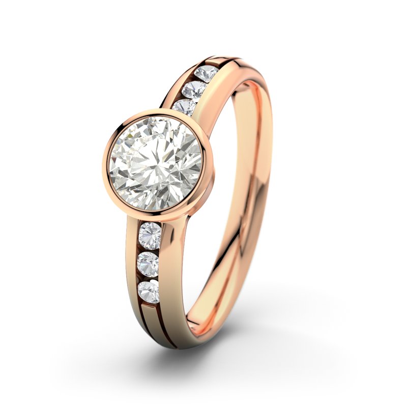 Diamantring Caroline, Rotgold 750, von vorn