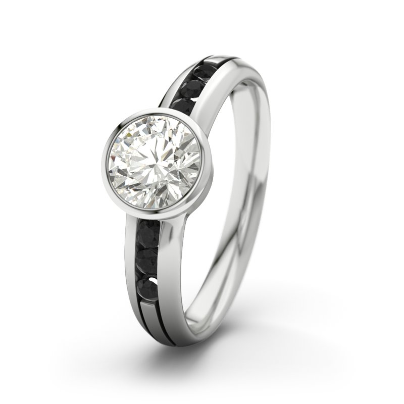 Diamantring Caroline, Weißgold 375, von vorn