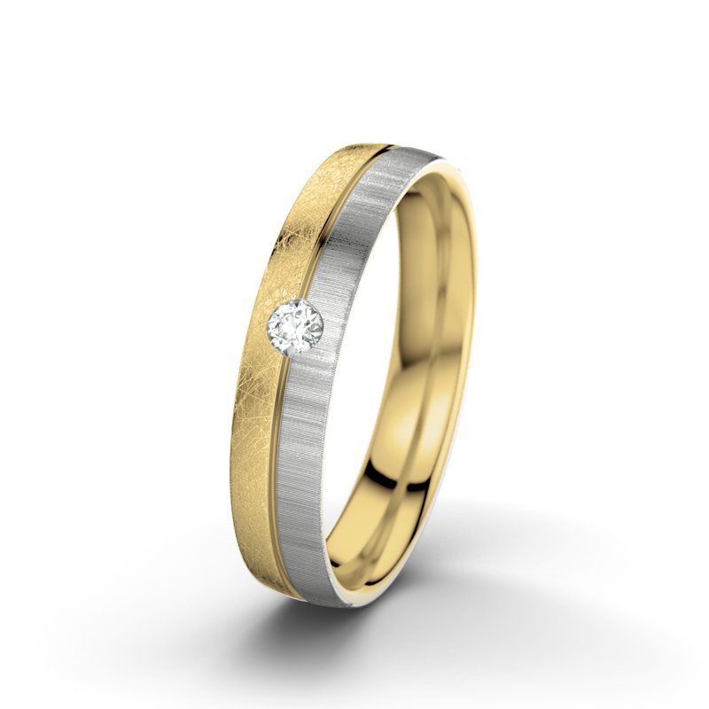 Diamantring Catherine F4, Gelbgold 375 eismatt, von vorn