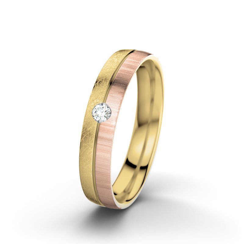 Diamantring Catherine F4, Gelbgold 375 eismatt, von vorn