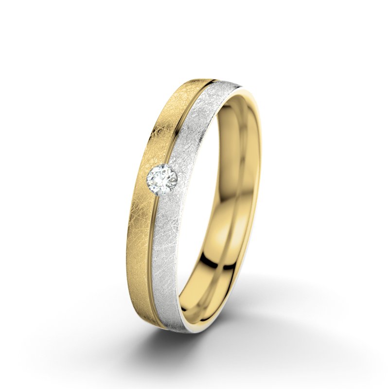Diamantring Catherine F4, Gelbgold 585 eismatt, von vorn
