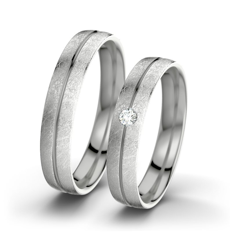 Diamantring Catherine F4, Palladium 585 eismatt, von vorn