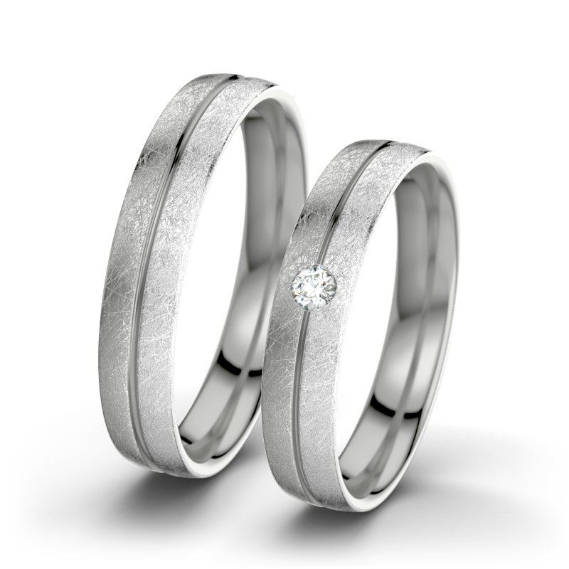 Diamantring Catherine F4, Palladium 585 eismatt, von vorn
