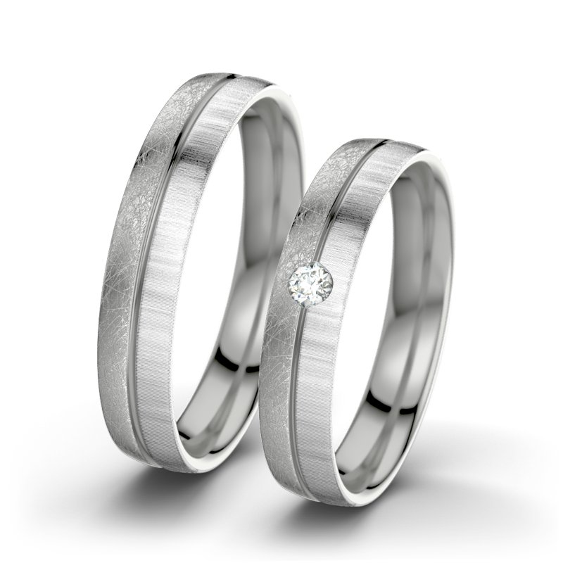 Diamantring Catherine F4, Palladium 585 eismatt, von vorn
