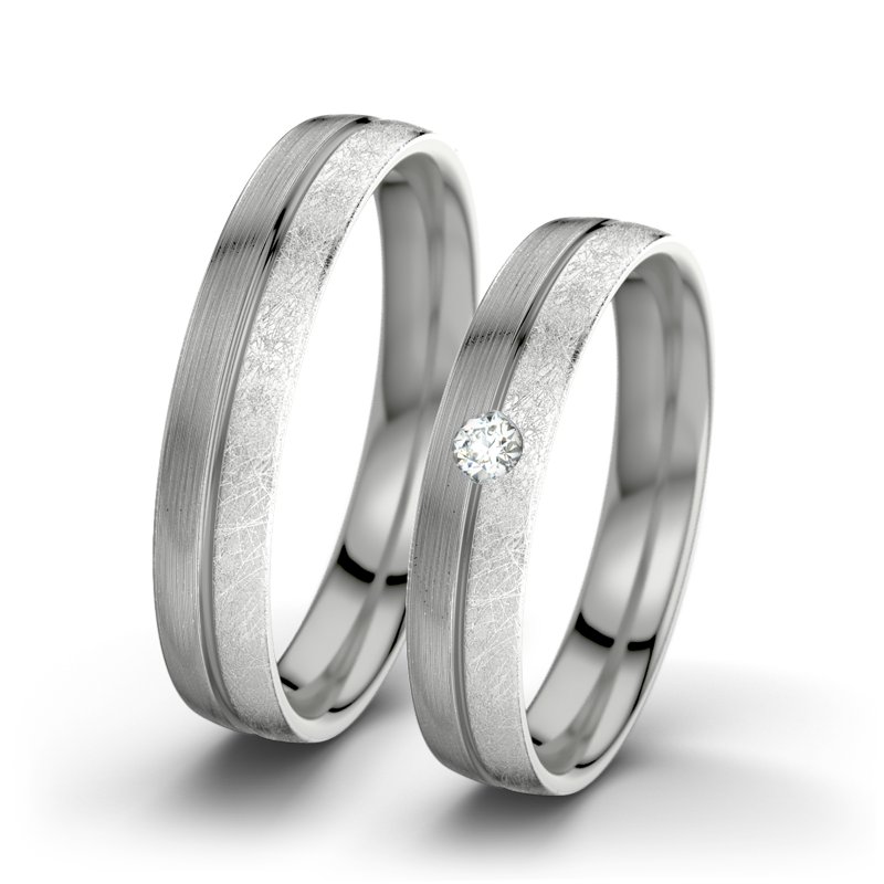 Diamantring Catherine F4, Palladium 950 längsmatt, von vorn