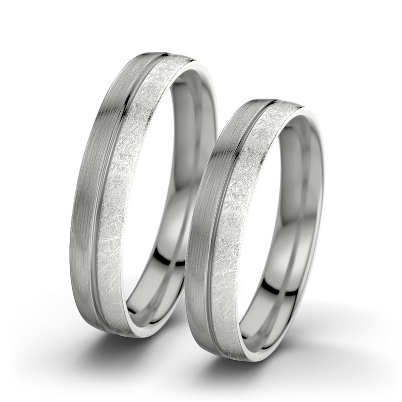 Kein Stein Palladium längsmattring Catherine F4, Palladium 585 längsmatt, von vorn