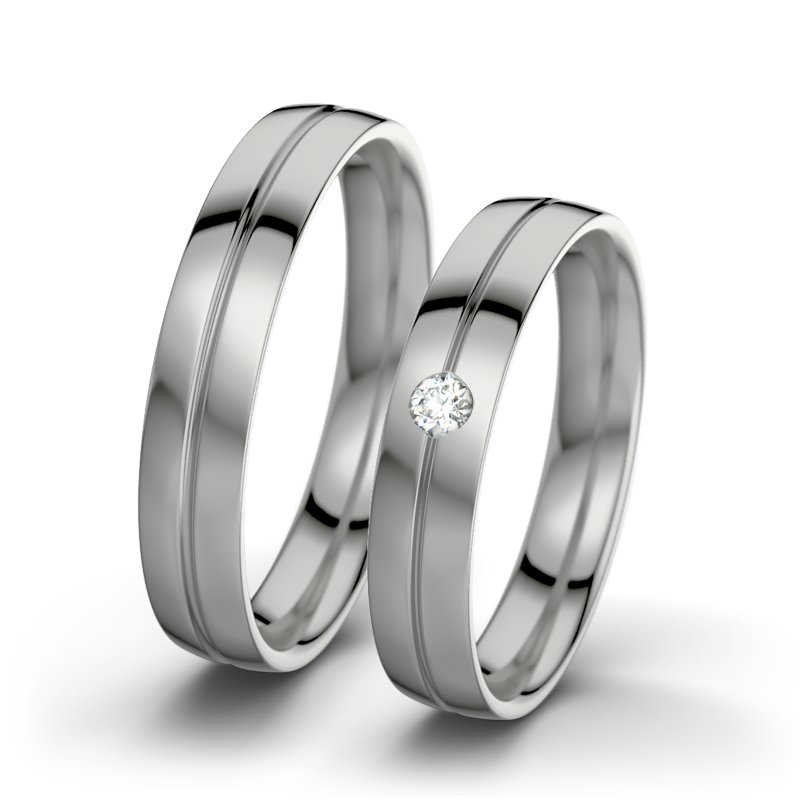 Diamantring Catherine F4, Palladium 585 poliert, von vorn