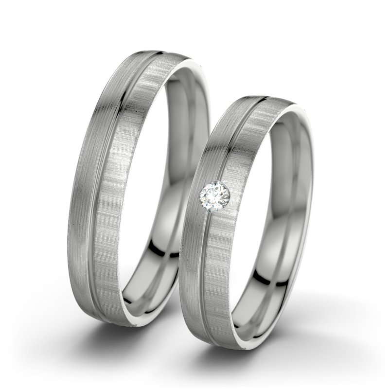 Diamantring Catherine F4, Platinum 600 längsmatt, von vorn