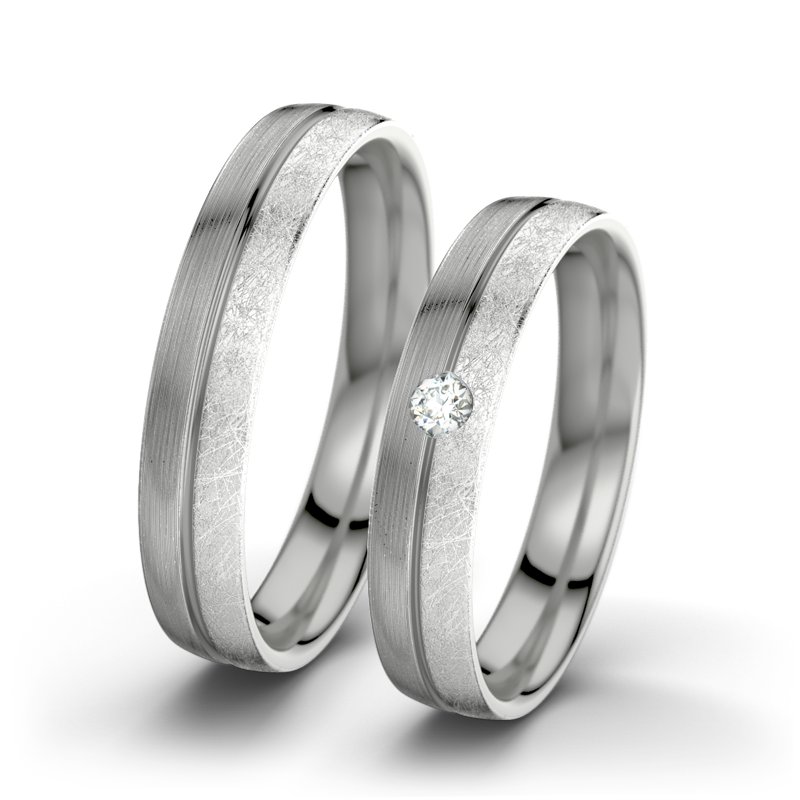 Diamantring Catherine F4, Platinum 950 längsmatt, von vorn