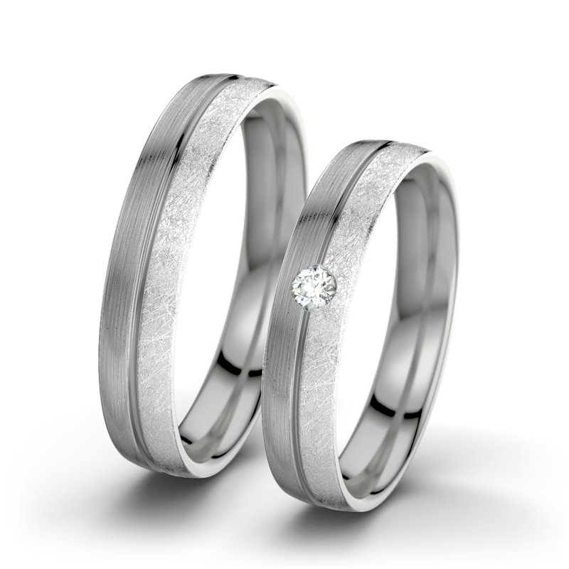 Diamantring Catherine F4, Platinum 600 längsmatt, von vorn