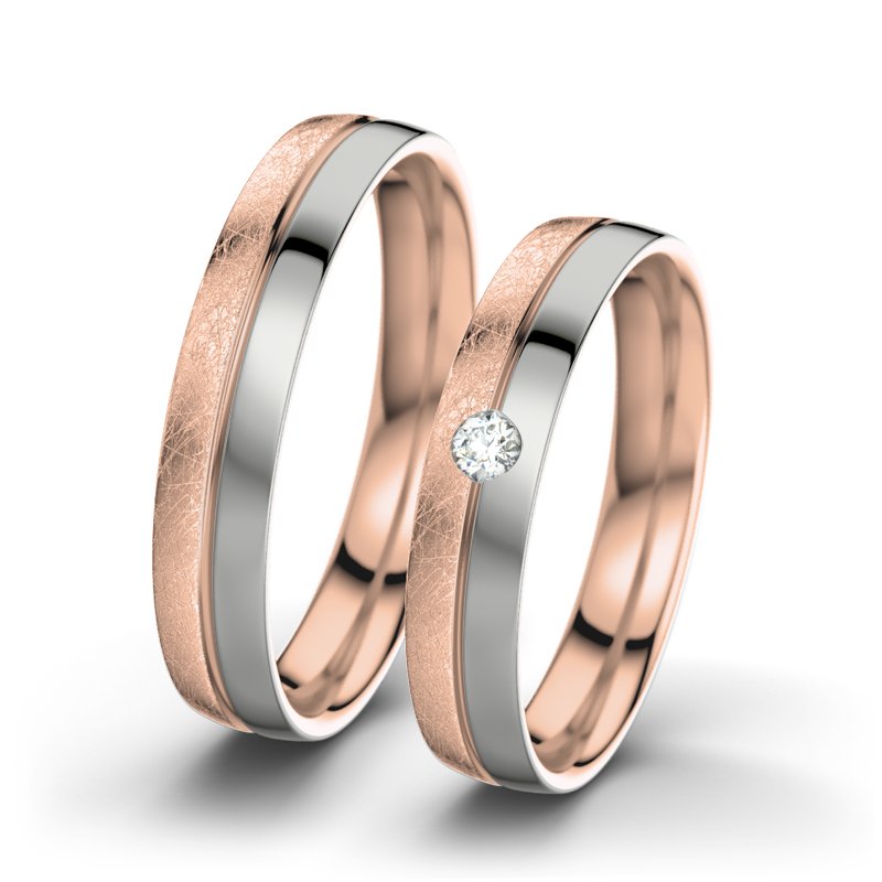 Diamantring Catherine F4, Rotgold 750 eismatt, von vorn