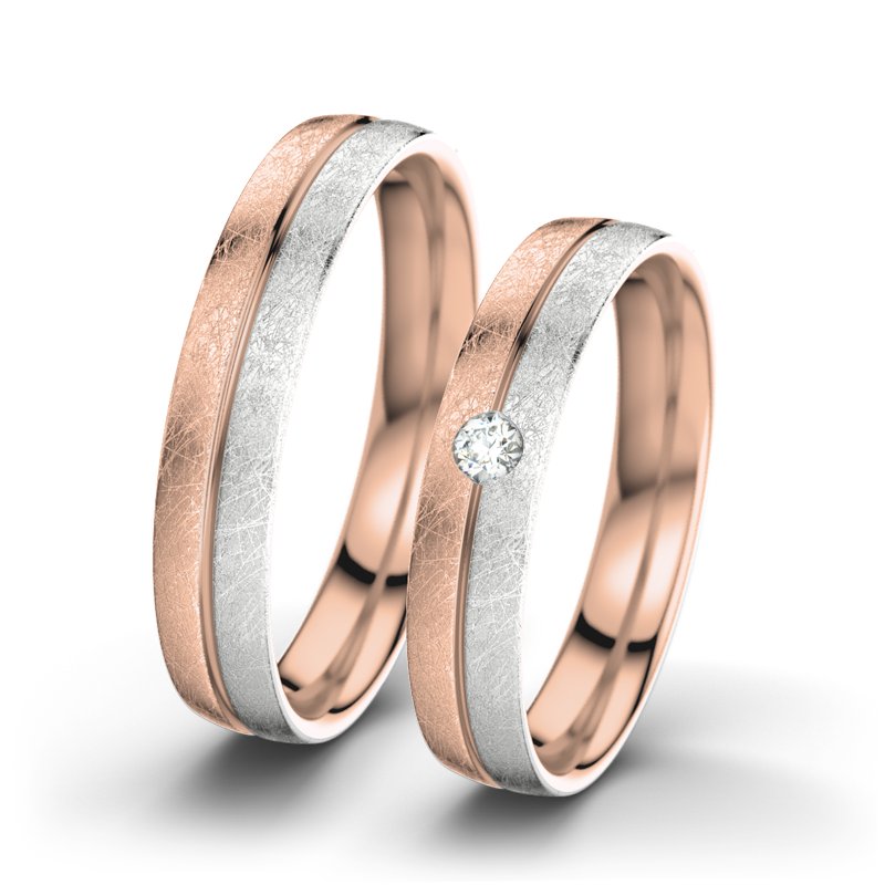 Diamantring Catherine F4, Rotgold 750 eismatt, von vorn