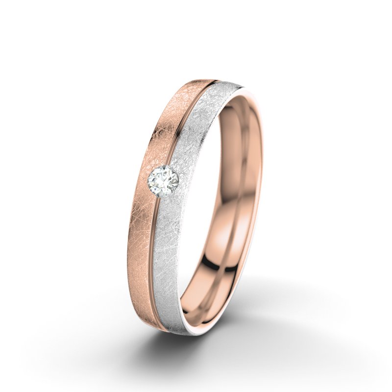 Diamantring Catherine F4, Rotgold 585 eismatt, von vorn