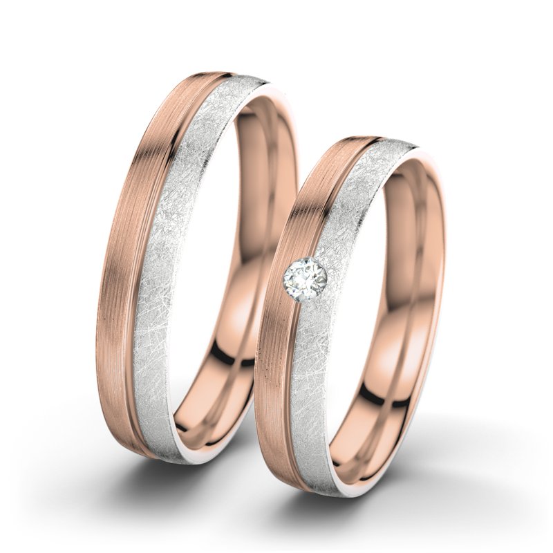 Diamantring Catherine F4, Rotgold 375 längsmatt, von vorn