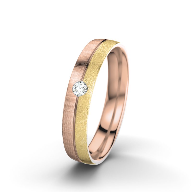 Diamantring Catherine F4, Rotgold 585 quermatt, von vorn
