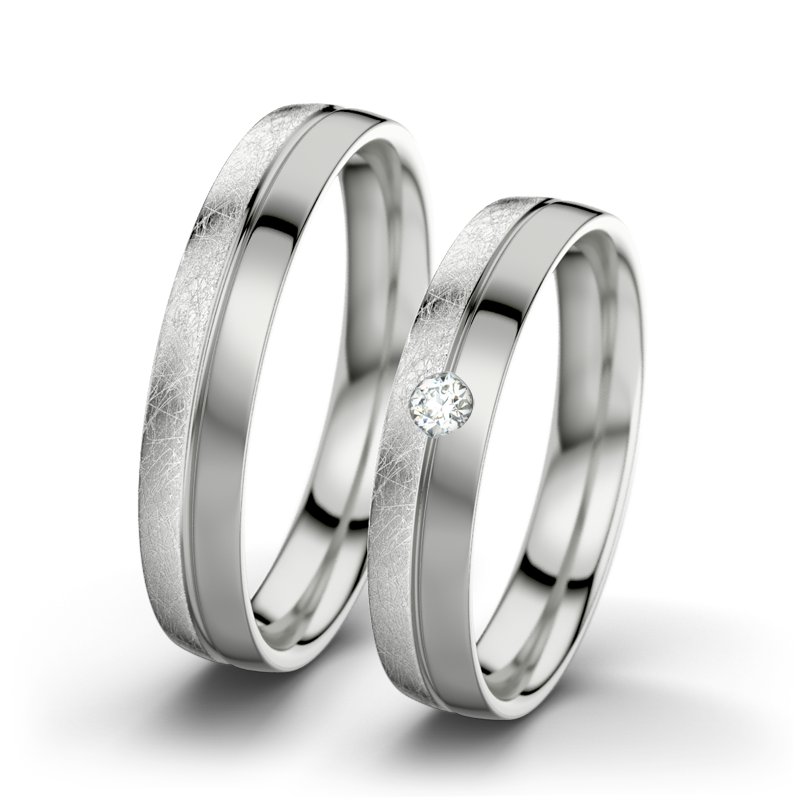 Diamantring Catherine F4, Sterlingsilber 925 eismatt, von vorn