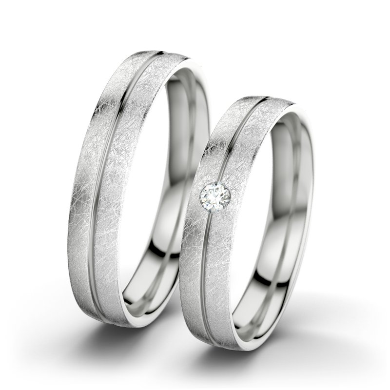 Diamantring Catherine F4, Sterlingsilber 925 eismatt, von vorn