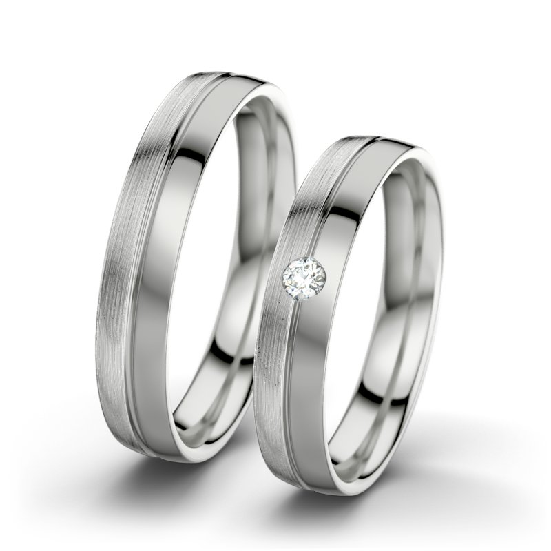 Diamantring Catherine F4, Sterlingsilber 925 längsmatt, von vorn